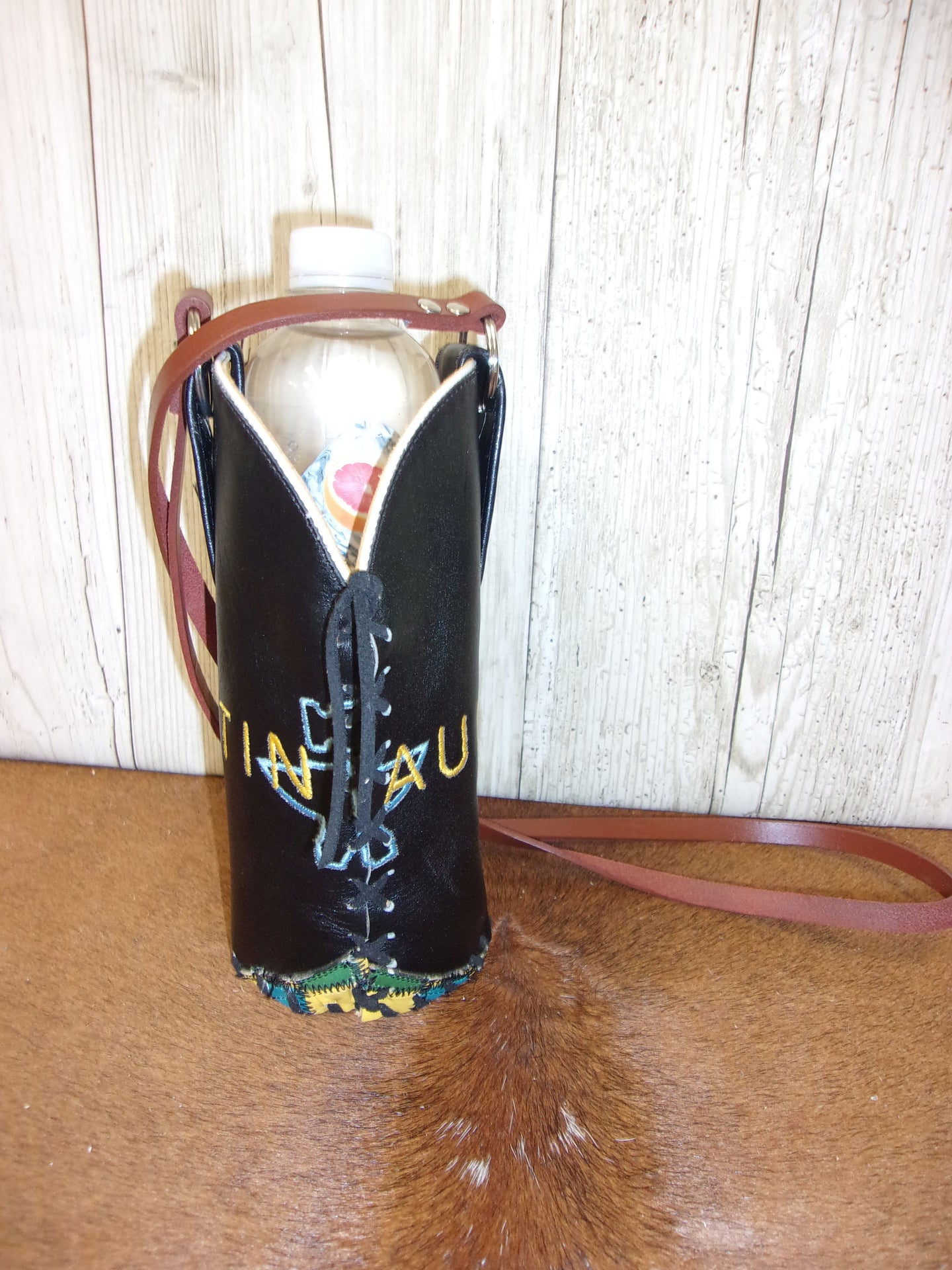 Cowboy Boot Wine Water Tote WA21 handcrafted from cowboy boots. Shop Wine Carrier Bags at ChrisThompsonBags.com and buy the best cowgirl wine tote, leather wine carrier, Leather Wine tote, recycled cowboy boots, unique gift for her, unique gift for him, water bottle caddy, water bottle holder, water bottle tote, western wine carrier, western wine tote, wine lovers gift, Wine Tote at Chris Thompson Bags.